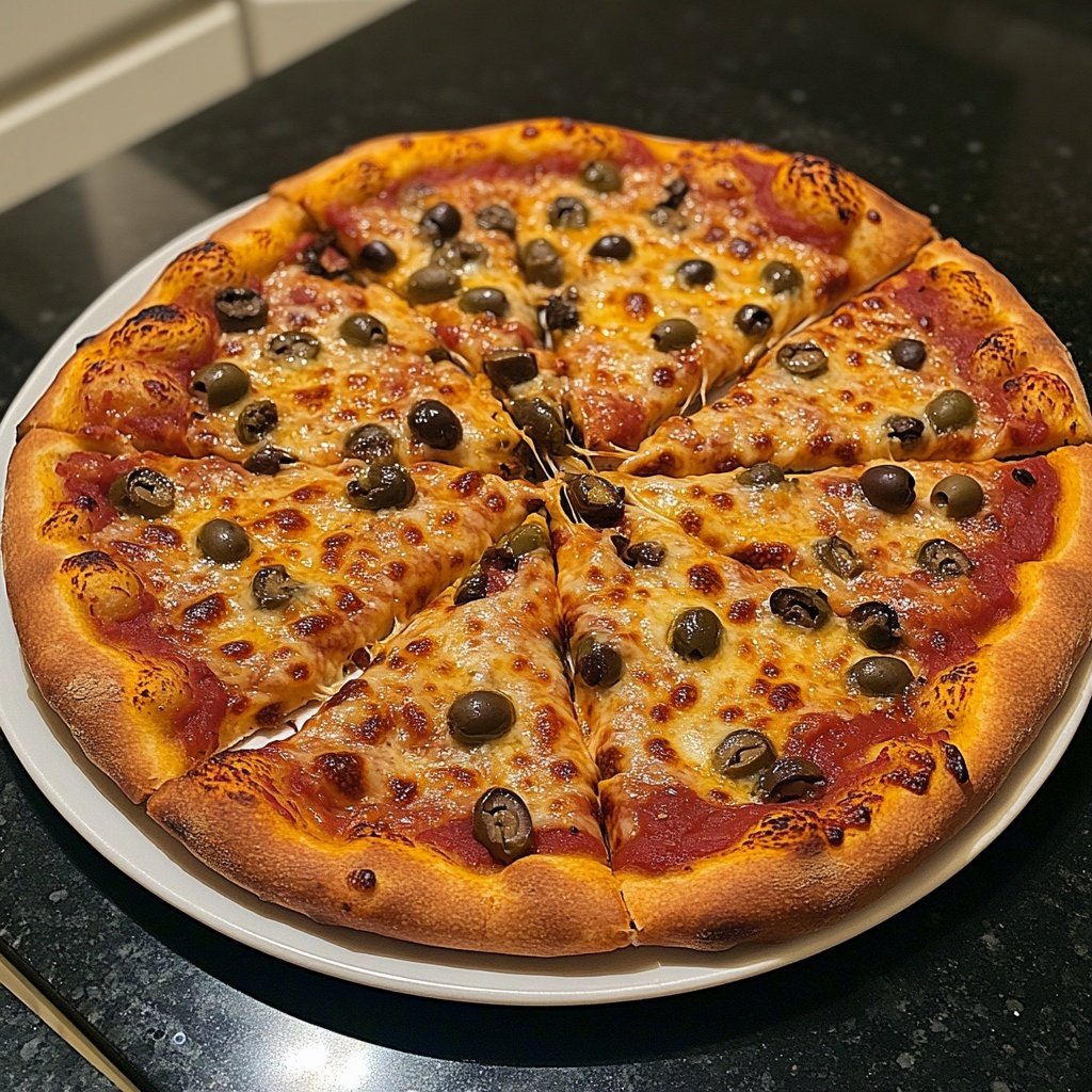 Pizza mit Oliven und Kapern