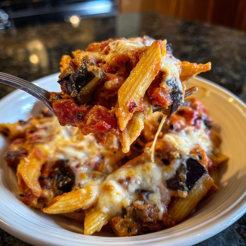 Penne mit Auberginen und Tomatensauce