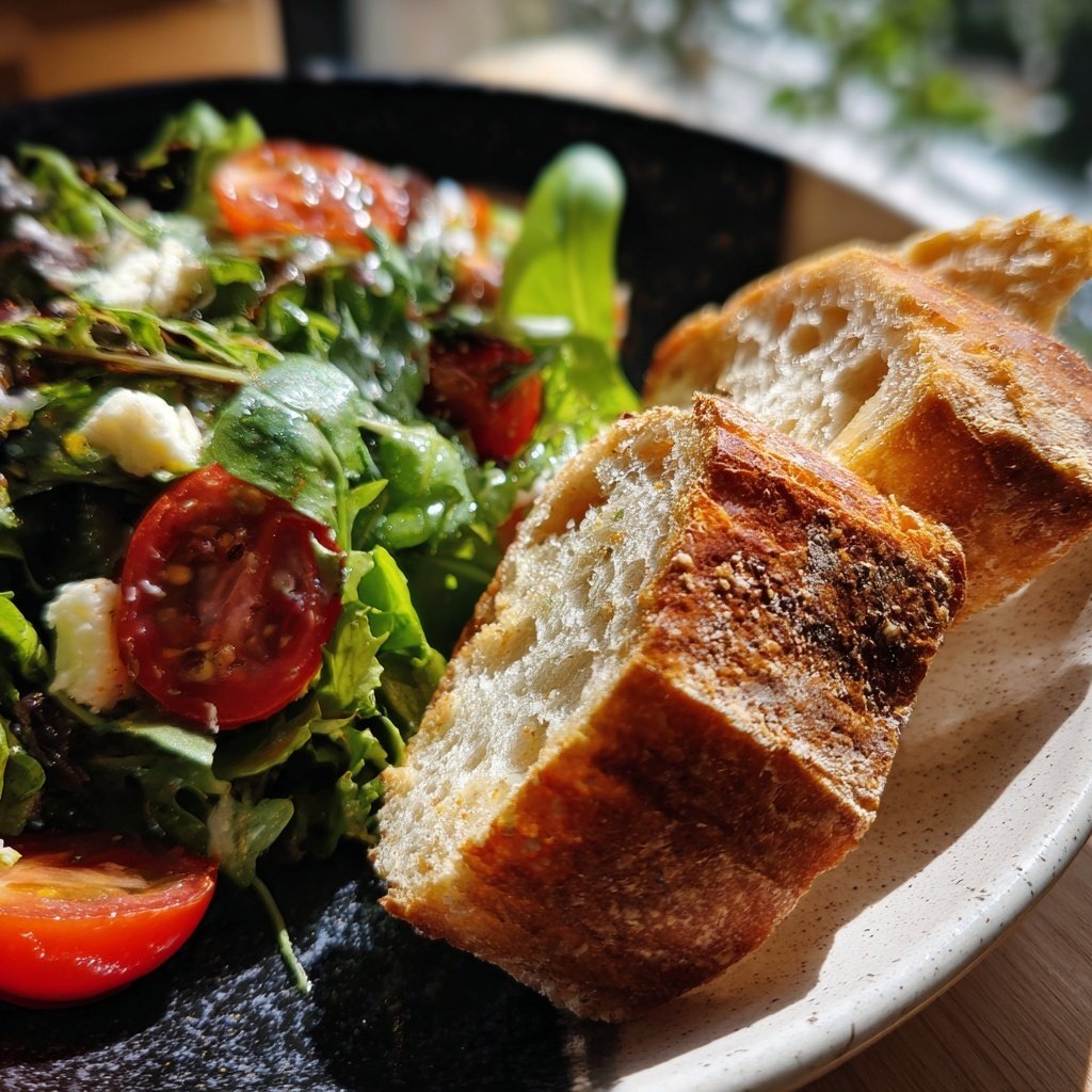Mittagessen leicht mit Salat und Brot