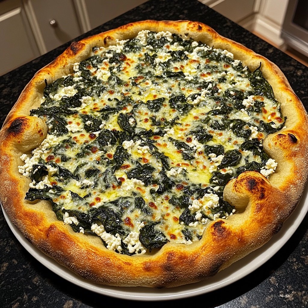 Pizza mit Spinat und Ricotta