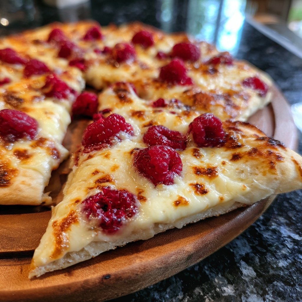 Flammkuchen mit Himbeeren und Brie